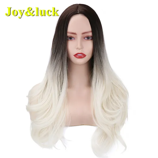 Wholesale Price Women Wig Daily Life Or Party Natural Long Curly Hairstyle Brown Ombre Linen Water Waver Ladies Synthetic Wigs