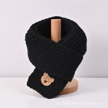 Cute Cartoon Bear Print Acrylic Knitted Scarf for Kids