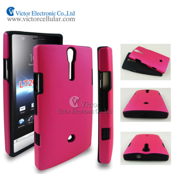 2014 Alibaba China hot new retail products mobile phone accessories PC rubberized combo case for SonyXperia LT 26 LT 26ii