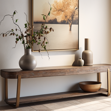 Mrs. Woods' High-Quality Modern Curved Wooden Console Table: A Perfect Addition to Your Living Room Furniture Collection