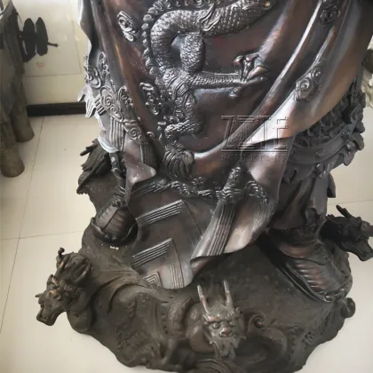 Custom decorative ancient feng shui bronze guan gong sculpture metal kwan kung statue