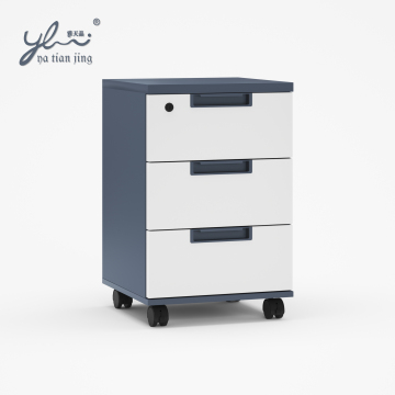 Rolling Teak Wooden File Cabinet with Digital Locks for Moving