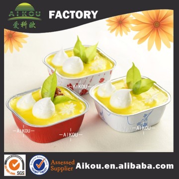 Disposable greaseproof square aluminum foil food container for microwave baking
