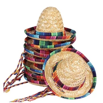 5.9 Inch Mini Sombrero Party Straw - Mexican Hat Decor for Small Pets (Puppy/Cat)