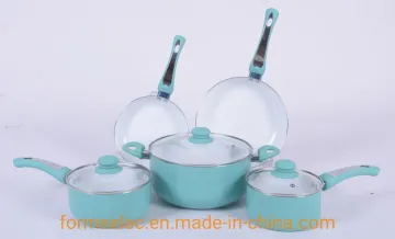 Double Bottom 8 Pieces Cookware Set Ceramic Aluminum Casserole Saucepan Frypan Saucepot