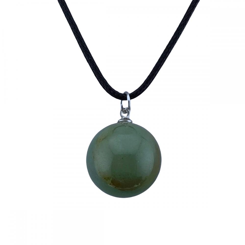 Gemstone 20 mm perles rondes avec collier de cordon en cuir noir de 45 cm Naturel Stone Crystal Ball Pendant Choker pour femmes Men Gift