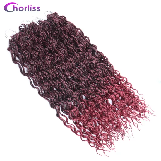 Hot Sale Ombre Brown Black Curly Synthetic  Box Braiding Hair For Black Woman Crochet Kinky Curly Braids Hair Extension