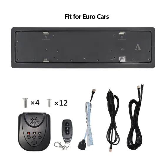 EU IR Stealth Toll Accessory: Car Roller Winch with Electric Flip-Up Front License Plate Frame