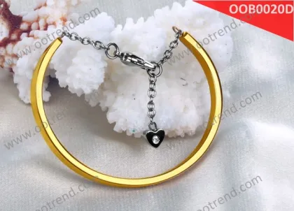 18K golden plated Stainless steel balance bracelet with heart charms anad heart clasp, heart by heart