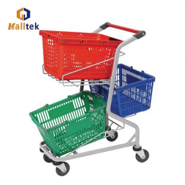 Zinkpläterade tre Basket Butik Basket Trolley