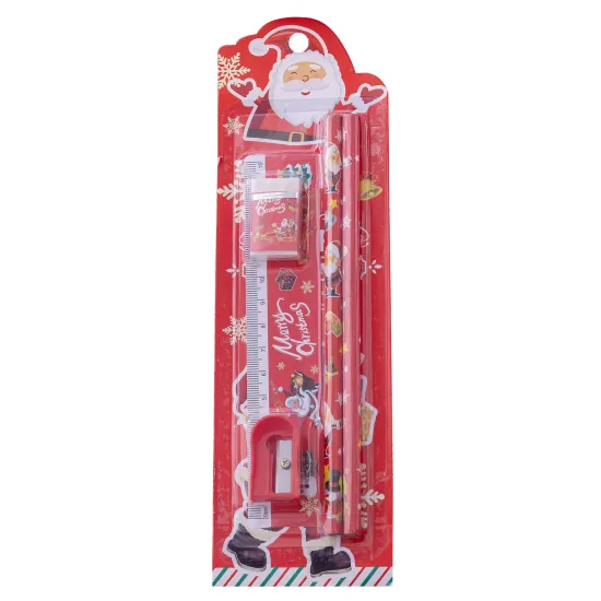 Cute Kawaii Christmas Gift Stationery Set - Ruler, Eraser, Pencil Sharpener