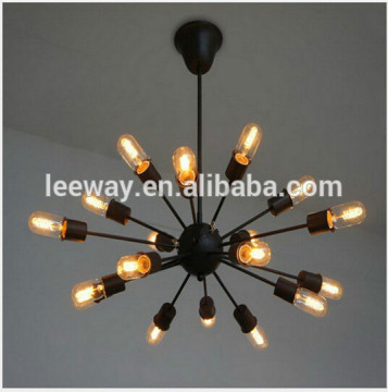Creative retro matte balck iron fireword pendant light antique hanging lamp for coffee shop /living room