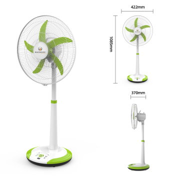 16 Inch AC DC Operated Rechargeable Table Fan with LED Light and Adjustable Height