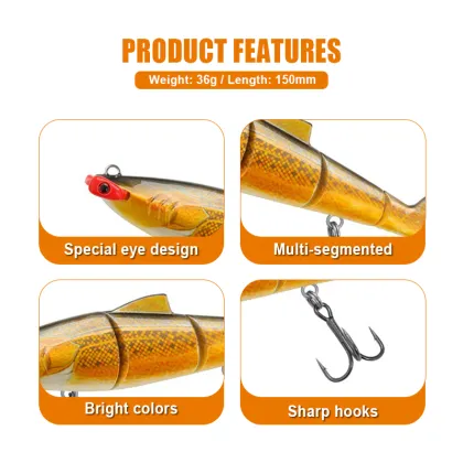 THORFORCE 150mm 36g Sinking Jointed Lures - Realistic Artificial Fishing Bait for Bass