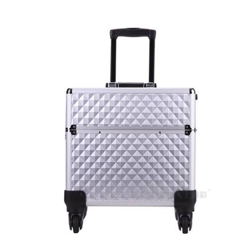 Travel hard makeup case on wheels