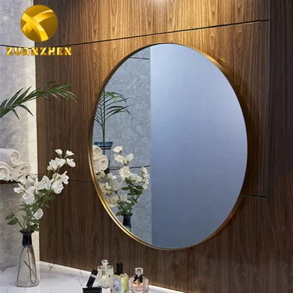 Modern Gold Metal Bath Mirrors - Luxury Round Wall Mirrors for Sale