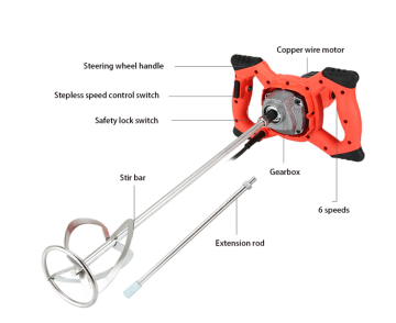 Professional Six-Speed Double Pole 220V European Standard Plug Power Paint Mixer