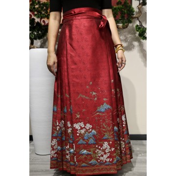 falda roja larga plisada