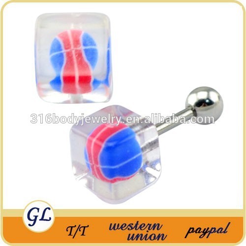 ES01424 surgical steel dice ear studs , square ear studs ear jewelry