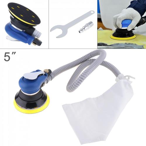 5 Inch 10000RPM Self-vacuuming Pneumatic Sander Machine with 1m Air Tube and 6-hole Matte Surface Polishing Sanding Pad