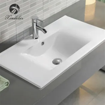 White Ceramic Modern Counter Top Solid Surface Cabinet Sink Basin