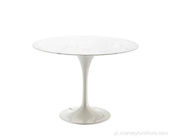 mesa de mármore carara e mesa de base de alumínio branco