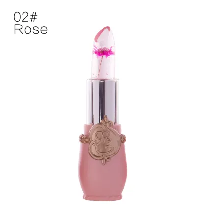 Private Label Cosmetics: Transparent Flower No Label Lipstick with Temperature Color Change Jelly Flower Lipstick