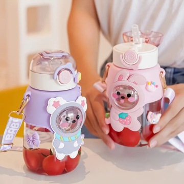 Cartoon Cute Plastic Cup Portable Straw Cup for Kids Water Bottle