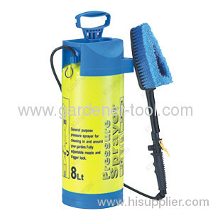 Plastic 8l Air Pressure Sprayer With Brush For Car Washing. 
