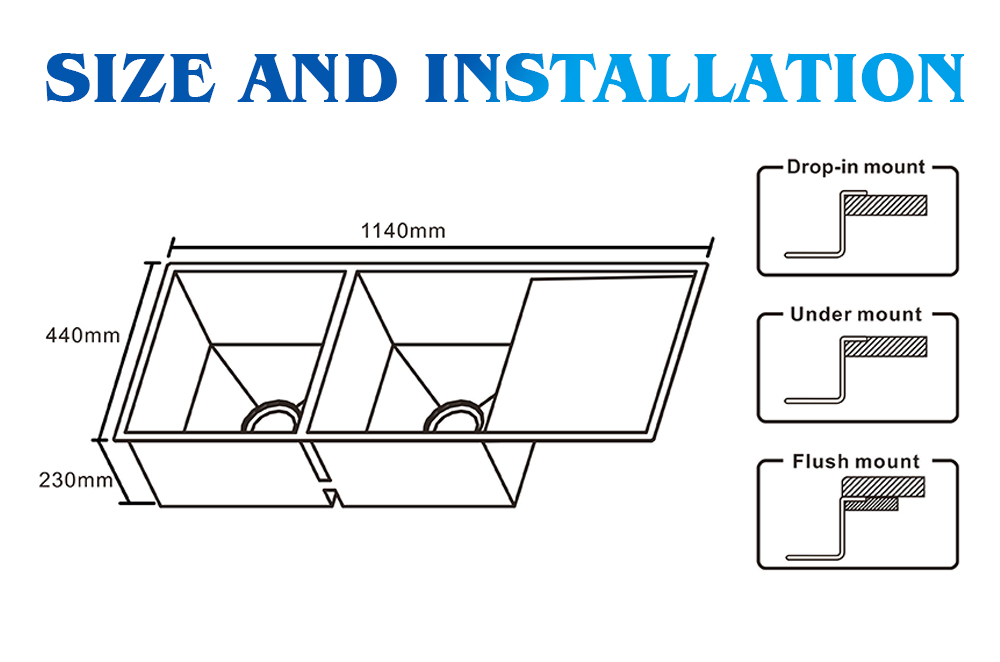 Double Bowl Drainboard Sink