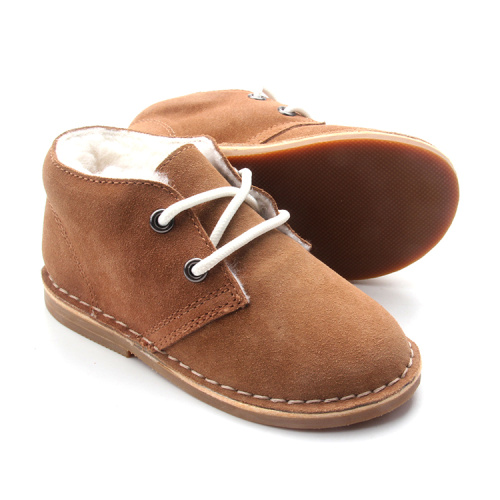 Zapatos de felpa de cuero genuino cálido de invierno para bebé