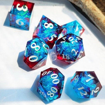 LM Stone Dice Roll 7pc Dnd Set Polyhedral Resin Sharp Edge Dice