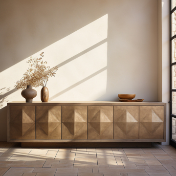 Mrs. Woods Nordic Style Furniture: Solid Wooden Storage Cabinet with Golden Surface, Ideal for Wall-Adjacent Placement