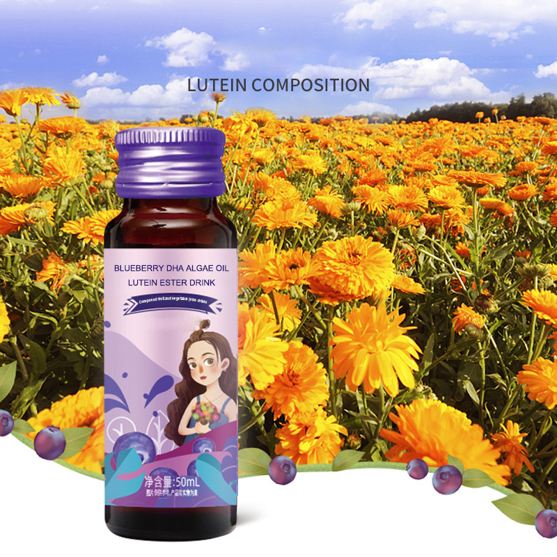 OEM/ODM Natural Blueberry DHA Algae Oil Lutein Ester Oral Liquid Enhance Immunity Eyesight Lutein Ester Oral Liquid Drink