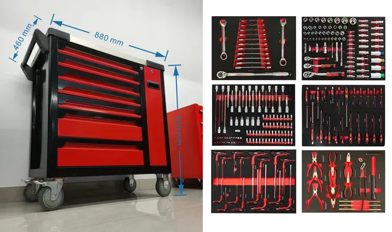 High Quality Wheeled 8 Drawers Rolling Tool Chest