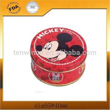 Popular Cartoon Printed Cracker Tin Boxes Round Aluminum Gift Tin Boxes