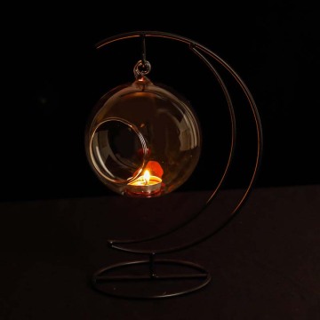 Hanging Glass Teal Light Holder Globe - Christmas Holiday Home & Outdoor Decor