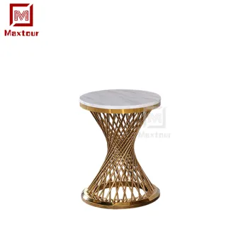 Stainless Steel Marble Top Round Gold Side Table for Modern Living Rooms for Sale
