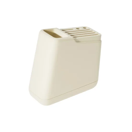 New Knife Plastic Block Display Stand with Dish Rack Drainer for Knives, Spoons, and Forks