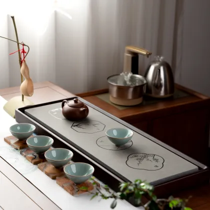 Ink Plum Bamboo Tea Plate