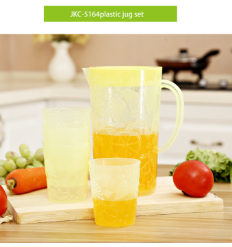 Plastic Fruit Pattern Cold Water Kettle Plastic Jug with Cups