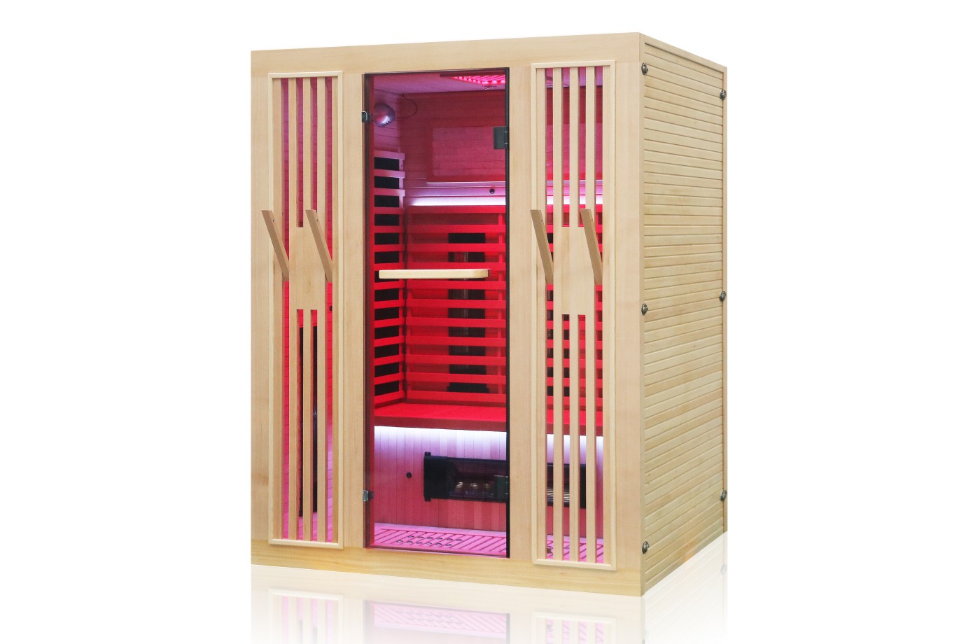 Canadian Hemlock Far Infrared Sauna Three People