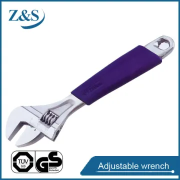 Chrome plated adjustable wrench with plastic sleeve lever