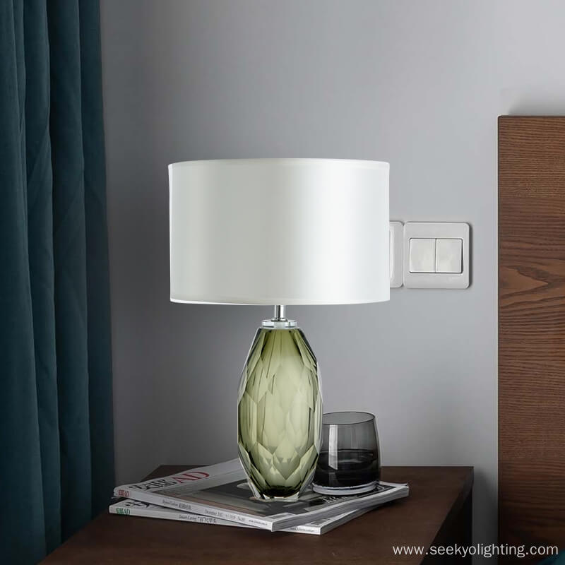 Beehive Texture dark green glass body Table lamp