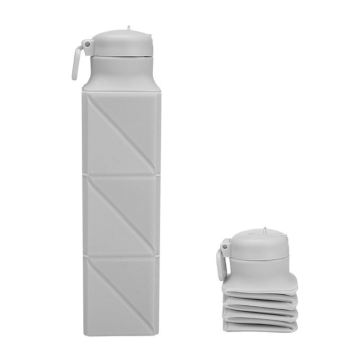 Botella de agua cuadrada portátil de silicona plegable geométrica
