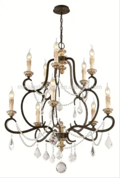 China supplier big luxury hanging lamp modern metal black crystal chandelier bobeche