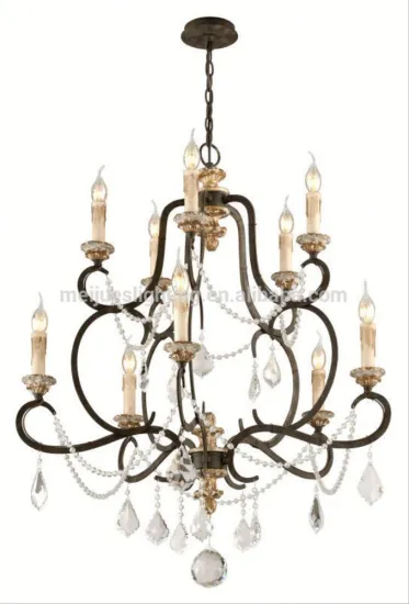 China supplier big luxury hanging lamp modern metal black crystal chandelier bobeche
