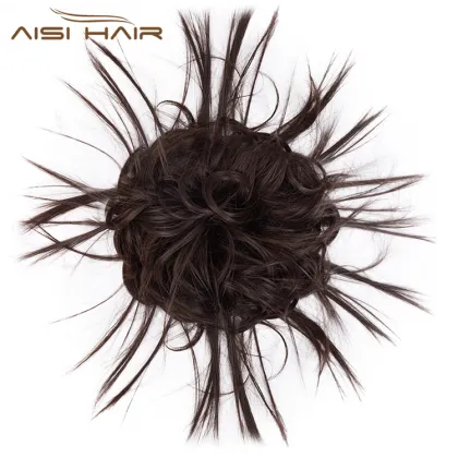 Aisi Hair Cheap Multi Color Curly Chignon Bun Pad Chignon Elastic Band Ribbon Ponytail Rope Rubber Hairpiece Extension For Women