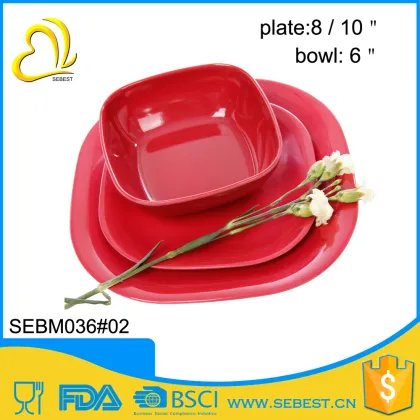 wholesale round shape solid color melamine bamboo kitchenware
