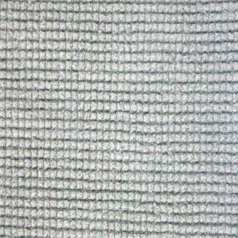 Tissu polyester polaire gris léger à carreaux double polaire